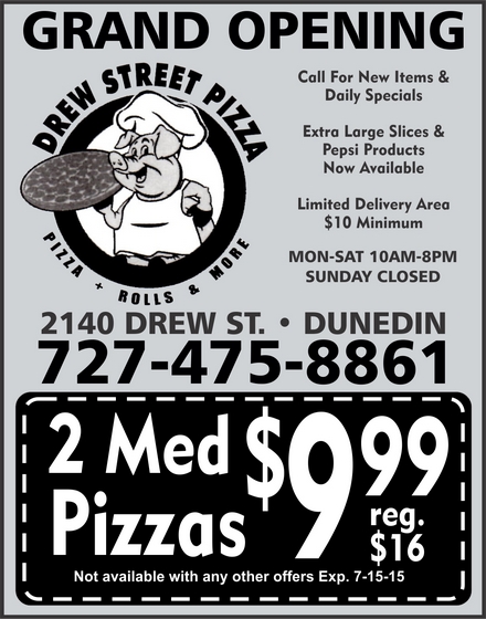 Coupon for Drew Street Pizza